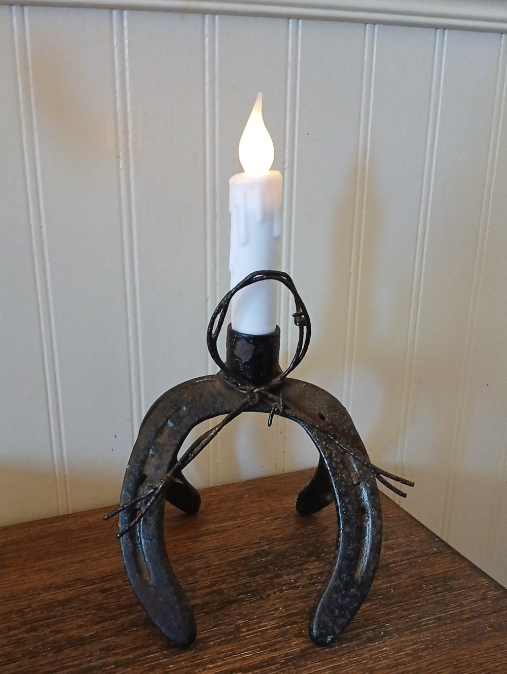 Horseshoe Candle holder Iron handmade  Western Cowboy Rustic Rodeo Equestrian